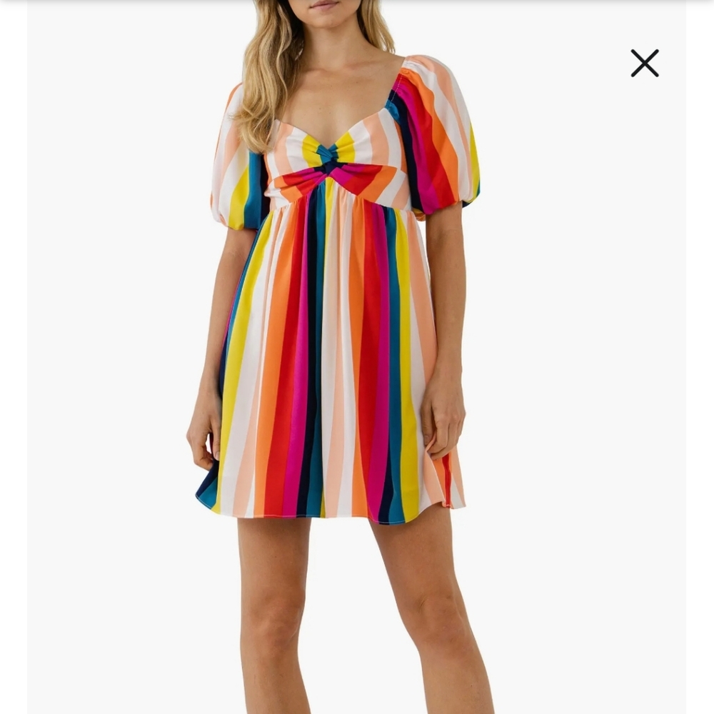 English Factory Rainbow Stripe Mini Dress